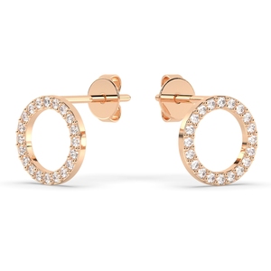 REYES Pendientes personalizados de oro rosa de 14 quilates con corte redondo y moissanita de 0,28 quilates para mujer, regalo de aniversario de boda, joyería - Product Image 2