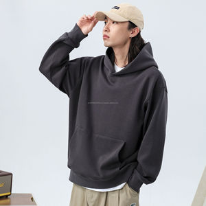 BYM063 Manufacturers 500GSM Custom Fleece 100% Cotton Heavyweight Oversized Anti-shrink <b>Black</b> Pullover Hoodies for Unisex - Product Image 4
