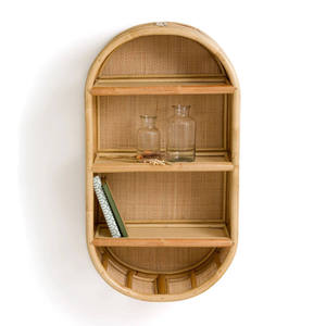 Wholesale Capsule Rattan <b>wall</b>-<b>mounted</b> <b>shelf</b> Vertical Bamboo 3 Tier Floating Rack Living Room Home Decorative Woven Storage Shelv - Product Image 1