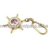 Vintage brass compass keychain ship wheel design metal navigation key holder nautical theme keyring for <b>gift</b> and souvenir use - Product Image 5