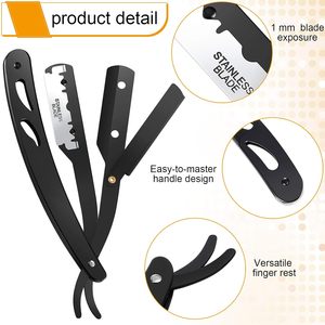 Set de afeitado con cuchilla de afeitar recta, afeitadora de barba, brocha de afeitar para hombre, kit de piel, herramienta de aseo, set de afeitado con estuche de piel, precio económico - Product Image 2