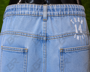 Light Wash <b>Denim</b> <b>Cargo</b> <b>Shorts</b> <b>Men</b> Patchwork Embroidery Cotton Spandex High Waist Vintage Eco-Friendly Casual Streetwear - Product Image 5