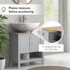Mobile Bagno Moderno Tradizionale Grigio Sottolavabo con Ripiano Regolabile in Legno, Design a Piedistallo per Hotel e Ospedali - Product Image 4