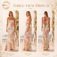 Robe tube en maille à imprimé floral pour femme - Tenue de soirée ou de mariage estivale.