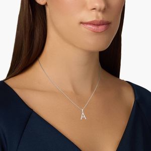 Lab-Grown Diamond Initial A-Z Pendant <b>Necklace</b> InWhite Gold - Product Image 4