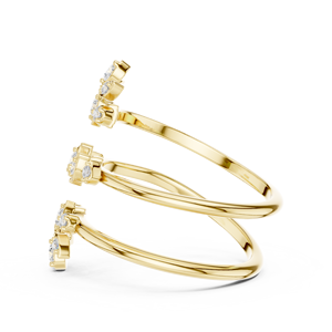 Luxury Yellow Gold Wrap Flower <b>Ring</b> with Crystal Floral Open Spiral Band Elegant <b>Adjustable</b> <b>Ring</b> for Women - Product Image 5