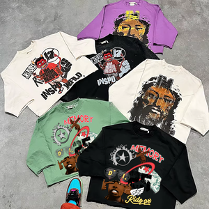 T-shirt streetwear pour homme, coupé-cousu, 300 g/m², surdimensionné, délavé à l'acide, coupe carrée, court, de haute qualité - Product Image 2