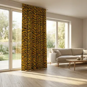 Custom Modern Exotic Jungle Cotton Velvet Curtains 3.5" Rod Pocket Bespoke Sizes Tiger Leopard <b>Safari</b> Prints High Shading - Product Image 2