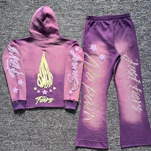 2024 Custom <b>Spray</b> Wash Distressed Winter Tracksuits for Adults Plus Size Breathable Maternity Seamless Quick Dry Windproof <b>Sets</b> - Product Image 1