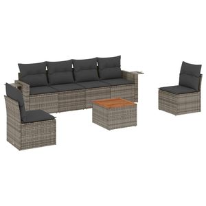 Set Divano da Giardino Grigio con Cuscini, Arredamento da Esterno dal Design Contemporaneo, Rattan Impermeabile Resistente ai Raggi UV in PE - Product Image 4