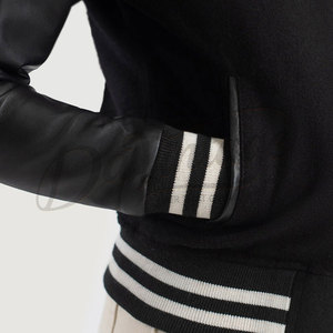 Premium Women Varsity <b>Jacket</b> Real Leather Sleeves Wool Blend Body Classic Letterman <b>Bomber</b> <b>Jacket</b> Slim Fit Casual Outerwear - Product Image 6