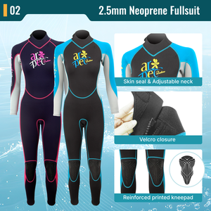 ชุดดำน้ำนีโอพรีน 2.5 มม. สำหรับผู้หญิง ยี่ห้อ AROPEC ลายดอกไม้ ยืดหยุ่นสูง บริเวณเอวหลัง สำหรับดำน้ำลึก บริการสั่งทำ OEM - Product Image 3