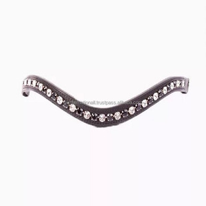 Artículos de Alforja prémium con forma de onda, banda de cuero de canal vacío para cejas de caballo decorados con cristales negros y transparentes personalizados ostentosos - Product Image 2