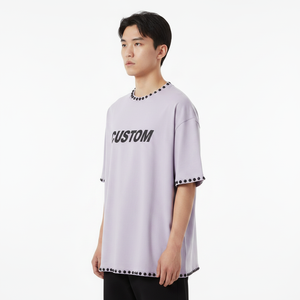 เสื้อยืดสตรีทแวร์ตกแต่งพิเศษ รับผลิตแบบ OEM แบรนด์ส่วนตัว ผ้าคอตตอนหนา โรงงานผู้ผลิต - Product Image 3