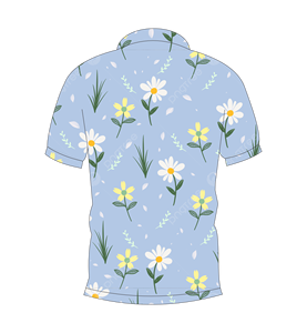 เสื้อโปโลพิมพ์ลายดอกเดซี่แบบซับลิเมชั่น เสื้อโปโลแขนสั้นสำหรับตีกอล์ฟ เสื้อโปโลฤดูร้อนน้ำหนักเบา ระบายอากาศได้ดี สวมใส่สบาย - Product Image 5