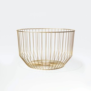 Polygon Metal Wire <b>Storage</b> <b>Basket</b> <b>Gold</b> Color Minimalist Design for Organization Single Tier - Product Image 5