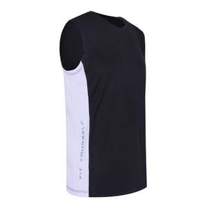 <b>Men's</b> Black <b>White</b> Color Blocked Sleeveless Tank Top O-Neck Quick Dry Sporty Fitness <b>Vest</b> Polyester Material - Product Image 5