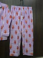 Ensemble de pyjama rayé pour femme avec imprimé homard, manches longues, boutons sur le devant, pantalon long jusqu'aux chevilles, en coton doux, tenue décontractée pour le printemps