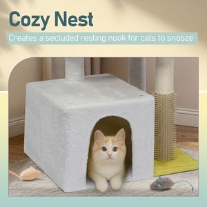 Torre per Gatti a Più Livelli Cozy Cat Condo da 27,5 Pollici con Tiragraffi e Cuccia Imbottita per Gattini, Imballaggio in Cartone per Interni - Product Image 6