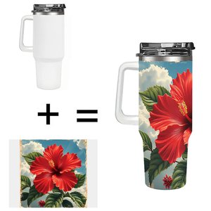 Gobelet isotherme personnalisé en acier inoxydable 40 oz avec motif hibiscus pour cadeaux de mariage et cadeaux de mariée - Product Image 1