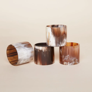 Servilleteros de cuerno de búfalo Servilletero de anillo de aspecto natural para mesa de comedor Hecho de cuerno de vaca por Falak World Export - Product Image 5