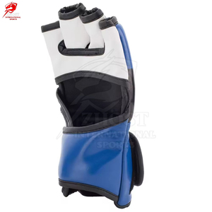 Gants de combat MMA en cuir à doigts fendus 6oz pour entraînement de grappling et boxe avec sangle de poignet et impression personnalisée - Product Image 3