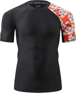 Chemise de compression à col haut et manches courtes pour homme, séchage rapide, protection UPF50, matière Spandex/Nylon, service OEM - Product Image 3