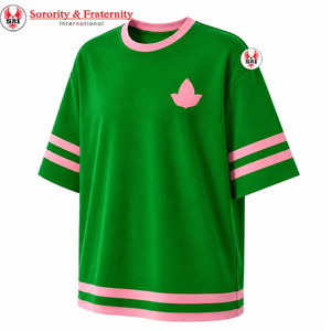 Alpha personnalisé |   Chemise de sororité Kapa avec logo brodé sur le devant, couleur rose et verte, manches courtes, pour femme, vêtements grecs - Product Image 5