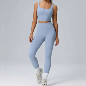 Ensemble de vêtements de sport pour femme : débardeur et leggings, tenue de fitness, vêtements d'entraînement personnalisés OEM, yoga - Product Image 5