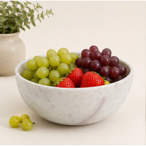 Bol décoratif en marbre blanc, centre de table en pierre naturelle pour salon et table basse, vente en gros, décoration minimaliste pour la maison, bol à fruits - Product Image 2