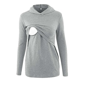 CUSTOM DESIGN WOMENS NURSING <b>HOODIE</b> PREGNANCY <b>MATERNITY</b> CLOTHING BREASTFEEDING LONG SLEEVE 100% COTTON FLEECE ECO-FRIENDLY - Product Image 5