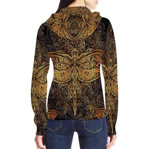 Sweat-shirt à capuche zippé pour femme, manches longues, imprimé, décontracté, tricoté, 100 % coton, anti-rétrécissement, doublé, respirant, pour l'été - Product Image 3