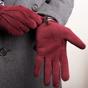 Customizable Luxury Genuine Maroon Suede Leather Winter Outdoor Touchscreen Plain Breathable Eco-Friendly Keeping <b>Warm</b> <b>Gloves</b> - Product Image 4