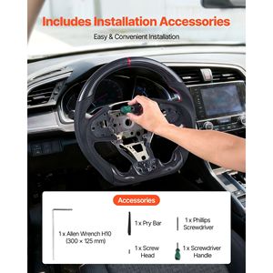 Volante in Fibra di Carbonio a Forma di D con Fondo Piatto per Honda Civic 2016-2021, con Impugnatura in Pelle e Texture Antiscivolo - Product Image 6