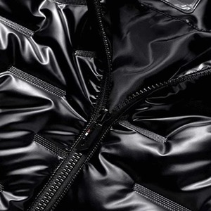 Men's Black <b>Hooded</b> Puffer Jacket Zipper Closure Wind Resistant Thick Polyester Filled Winter <b>Coat</b> Regular Fit - Product Image 4