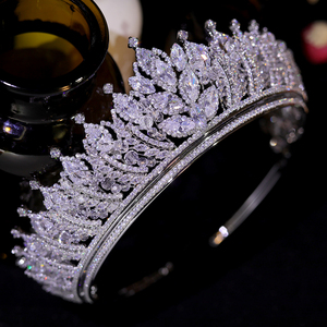 มงกุฎเพชรซิร์คอนสุดหรูสำหรับเจ้าสาว มงกุฎทองคำสำหรับงานแต่งงาน เครื่องประดับศีรษะคริสตัลสำหรับราชินี มงกุฎสำหรับงานประกวด ผู้หญิง งานปาร์ตี้ เครื่องประดับผม <span class=keywords><strong>A1723</strong></span> - Product Image 2