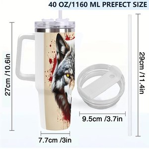 Personalized 40oz Stainless Steel Tumbler With Wolf Design For Home <b>Builder</b> Client Gifts - Product Image 4