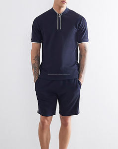 Conjunto de camiseta de verano de 100% algodón para hombre, Jersey transpirable con cremallera, estilo informal para verano - Product Image 6