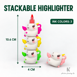 ปากกาไฮไลท์แบบซ้อนได้ Nicher Unicorn รุ่นมินิ 3 สี ชุดปากกามาร์กเกอร์สำหรับสำนักงานและโรงเรียน 96 ชิ้น หัวแบน ปรับแต่งได้ตามต้องการ - Product Image 2