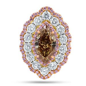 4.86 CT Centered Brown <b>Emerald</b> Cut Moissanite with Side Pink & White Diamonds 925 <b>Silver</b> Prong Setting Anniversary Gift <b>Ring</b> - Product Image 5