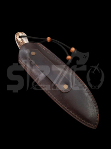Couteau de chasse OEM Wirecut en acier Damas, couteau à dépecer, lame fixe avec manche en agneau, couteau de camping et d'extérieur EDC avec étui en cuir - Product Image 5