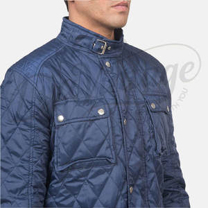 Chaqueta acolchada de hombre, color azul marino premium, con diseño de diamantes, múltiples bolsillos, corte ajustado, acolchada, clásica, informal, con cierre de cremallera, para invierno. - Product Image 2