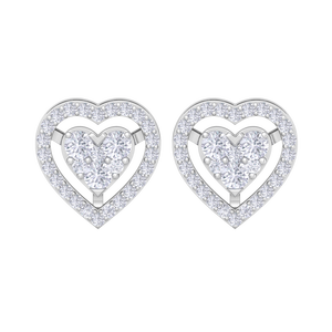 Boucles d'oreilles en or blanc 14 carats avec diamants en forme de cœur pour femmes, bijoux fins élégants et romantiques, cadeau de vente en gros - Product Image 3