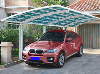Abri de voiture simple face en aluminium, abri de jardin sans rouille, auvent pour deux voitures, abri extérieur en aluminium avec toit en polycarbonate