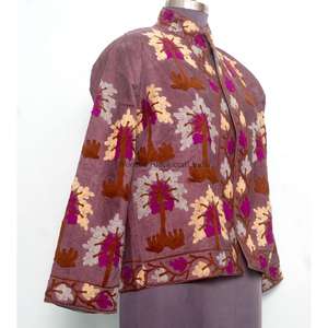 Chaqueta de algodón cotrize hecha a mano, ecológica, de estilo playero, para invierno, informal, para mujer, con cierre de botones y bordado floral. - Product Image 3