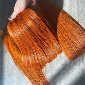 Extensions de cheveux humains couleur orange, qualité Super Double Drawn, origine Vietnamienne, très demandées, pour la confection de perruques avec closure. - Product Image 6