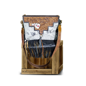 Bolso Bandolera de Cuero Genuino Premium con Borlas, Estilo Vintage, para Mujer, con Cierre - Product Image 1