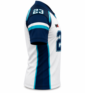 Jersey Personalizado de la Liga de Fútbol Americano para Hombre, Azul Marino con Franjas Verde Azulado en las Mangas, Ropa Deportiva Ligera para el Día del Partido, OEM - Product Image 5