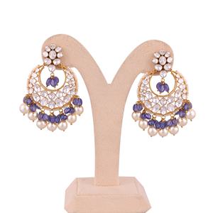 Collier et boucles d'oreilles sertis de diamants CVD cultivés en laboratoire Polki et Tanzanite, or jaune 14 carats certifié, bijoux de luxe, cadeau de fiançailles - Product Image 3