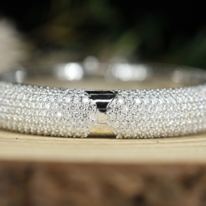 Pave <b>Set</b> Black Diamonds 14K <b>Gold</b> Plated Handmade Solid 925 Sterling Silver Designer Openable <b>Bangle</b> - Product Image 6